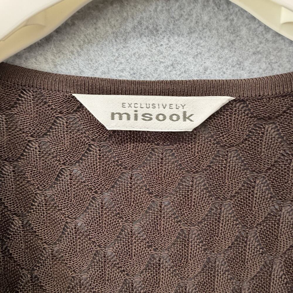 Exclusively Misook Brown Open Front Crochet Knit Cardigan Duster XL Boho Western - Picture 4 of 11